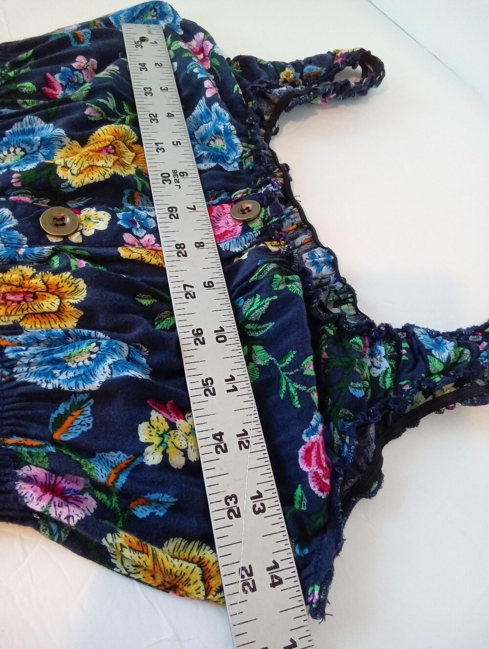 Lapis Navy Floral Tiered Sundress with Pink Yellow and Blue Blooms - Picture 7 of 8